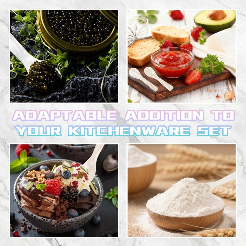 Pretwad Caviar Spoons Mother of Pearl Spoons - 2PCS Handcrafted Caviar & Salt Spoon, Hand Craft Shell Spoon with W Round Handle for Preserving Taste, Elegant for Coffee, Ice Cream & Dining - Image 3